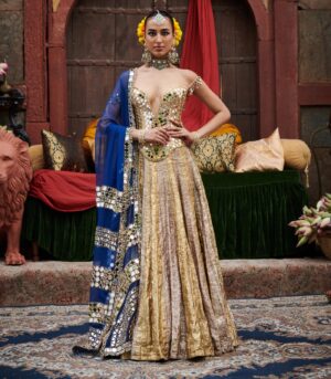 Chandi- Sona Stripes Lampi Lehenga