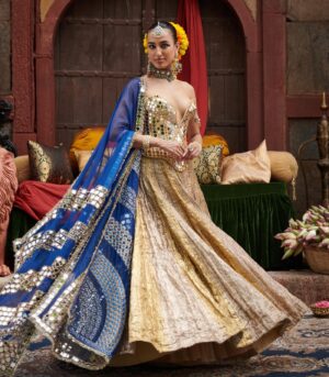 Chandi- Sona Stripes Lampi Lehenga