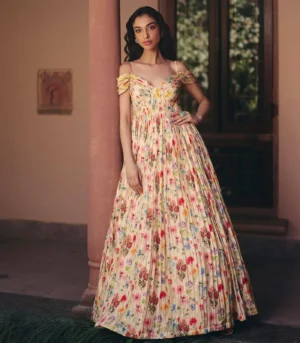 Off Shoulder Floral Gown