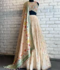 Beige Organza Lehenga