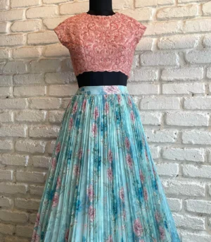 Pink & Blue Croptop Skirt