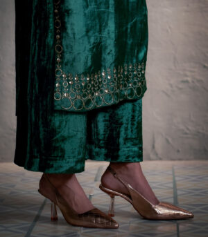 Velvet Green Kurta Set