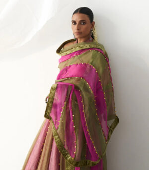 Basanti gulabi Lehenga set