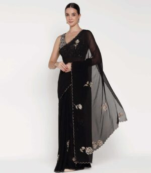 ROSE BLACK SAREE
