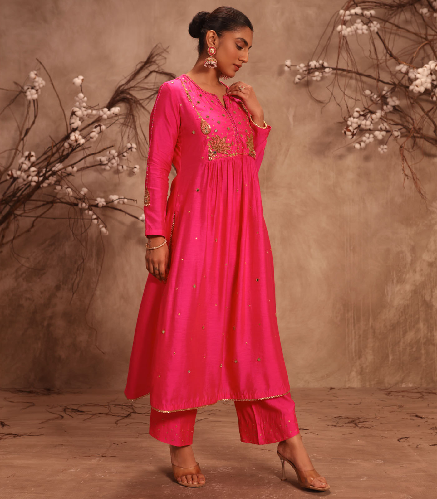 Nazakat Hot Pink Frockstyle Kurta Set - Image 2