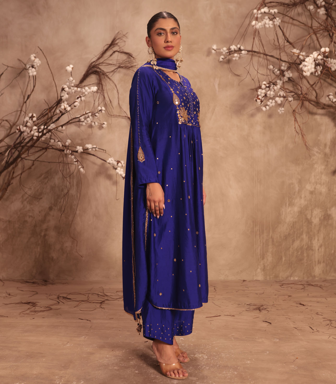 Nazakat Indigo Frockstyle Kurta Set - Image 3