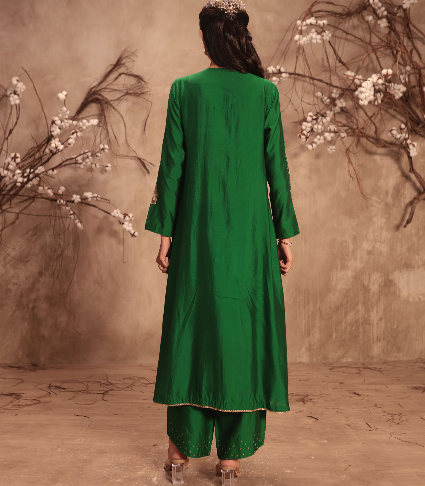Nazakat Green Frockstyle Kurta Set - Image 2