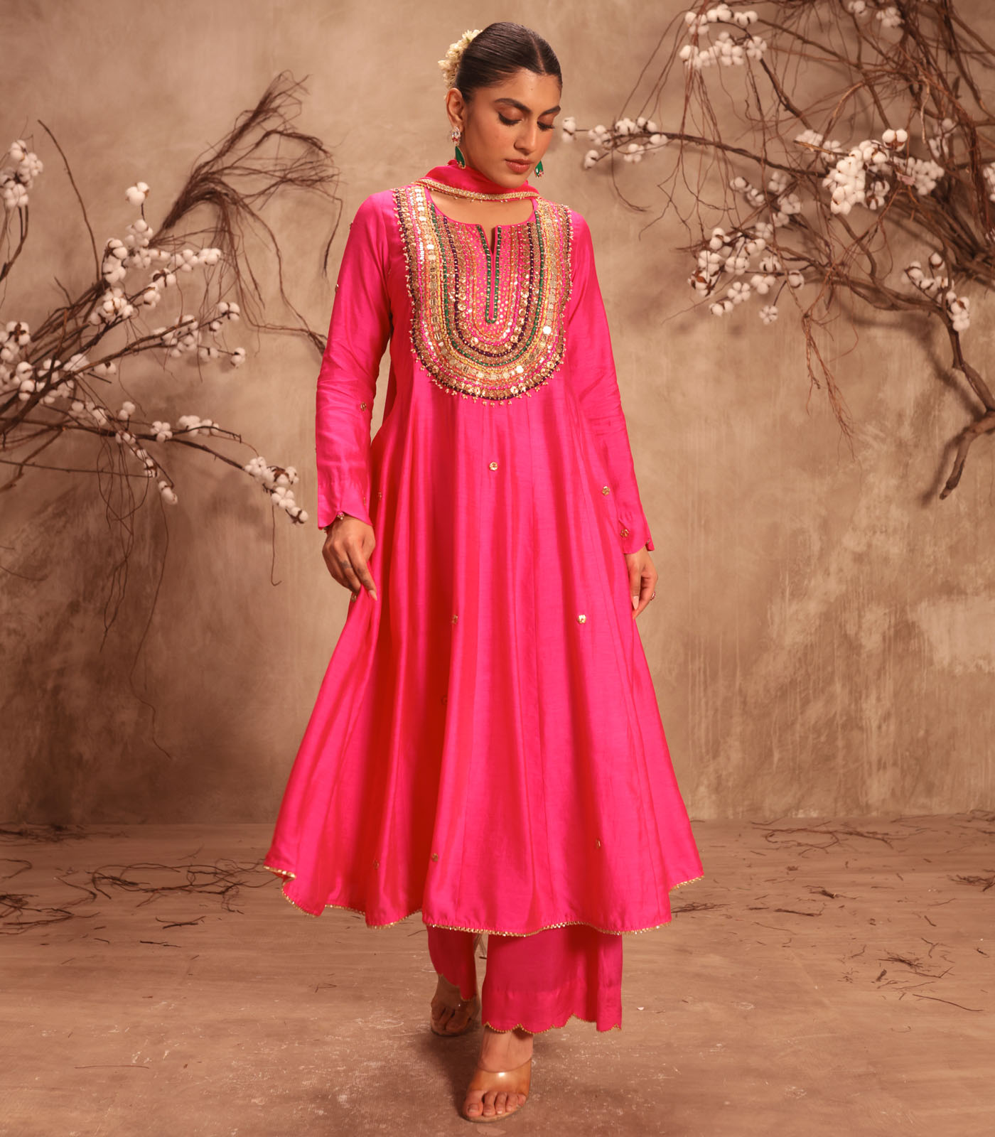 Nazakat Hot Pink Kalidaar Set - Image 4