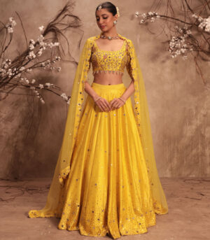 Nazakat Yellow  Heavy Mirror work Lehenga Set