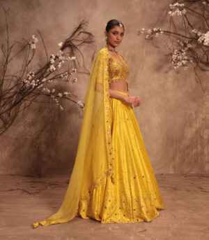 Nazakat Yellow Heavy Mirror work Lehenga Set