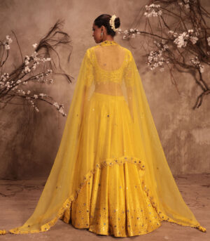 Nazakat Yellow Heavy Mirror work Lehenga Set