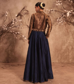 Nazakat Gold Tissue Jacket Style Lehenga Set