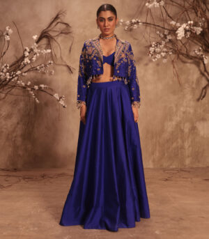 Nazakat Blue Jacket Style Lehenga Set
