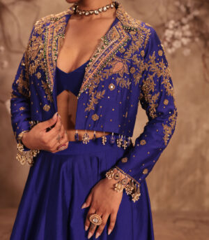 Nazakat Blue Jacket Style Lehenga Set