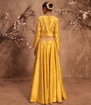 Nazakat Yellow Heavy Jacket Style Lehenga Set