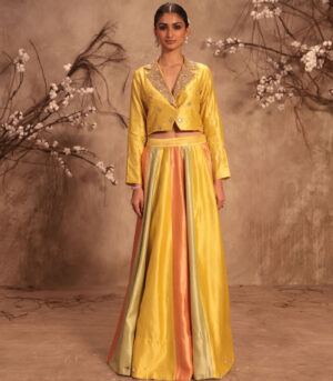 Nazakat Multicolor Yellow Jacket Style Lehenga Set