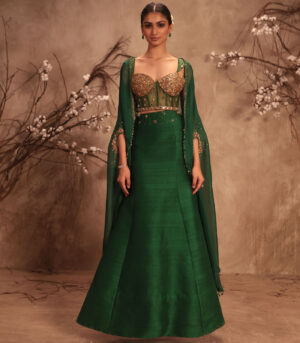 Nazakat Green Cape Style Lehenga Set