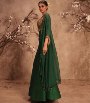 Nazakat Green Cape Style Lehenga Set