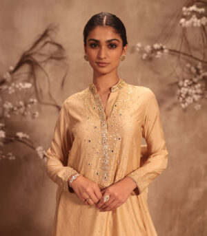 Nazakat Ivory Heavy Mirror Work Sharara Set