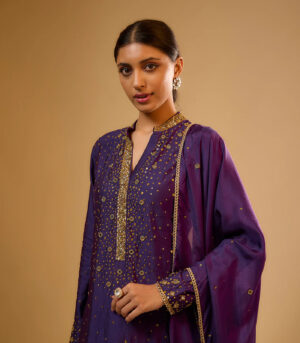 Nazakat Purple Heavy Mirror Work Sharara Set