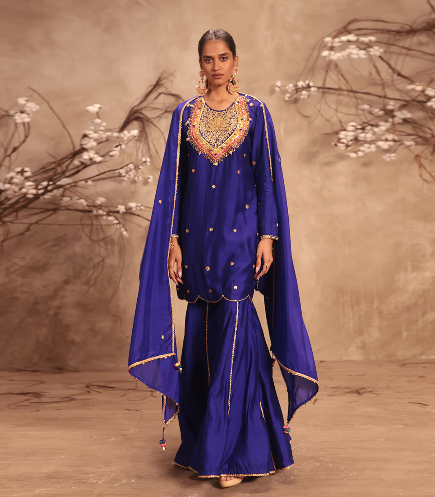 Nazakat Indigo Lotus Yoke Sharara Set