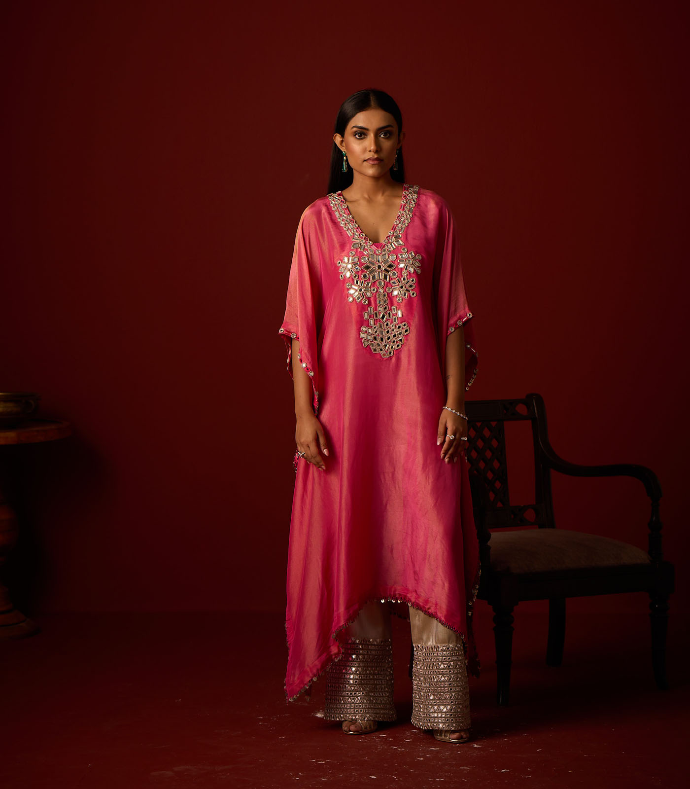 Tissue Mirror Work Kaftan