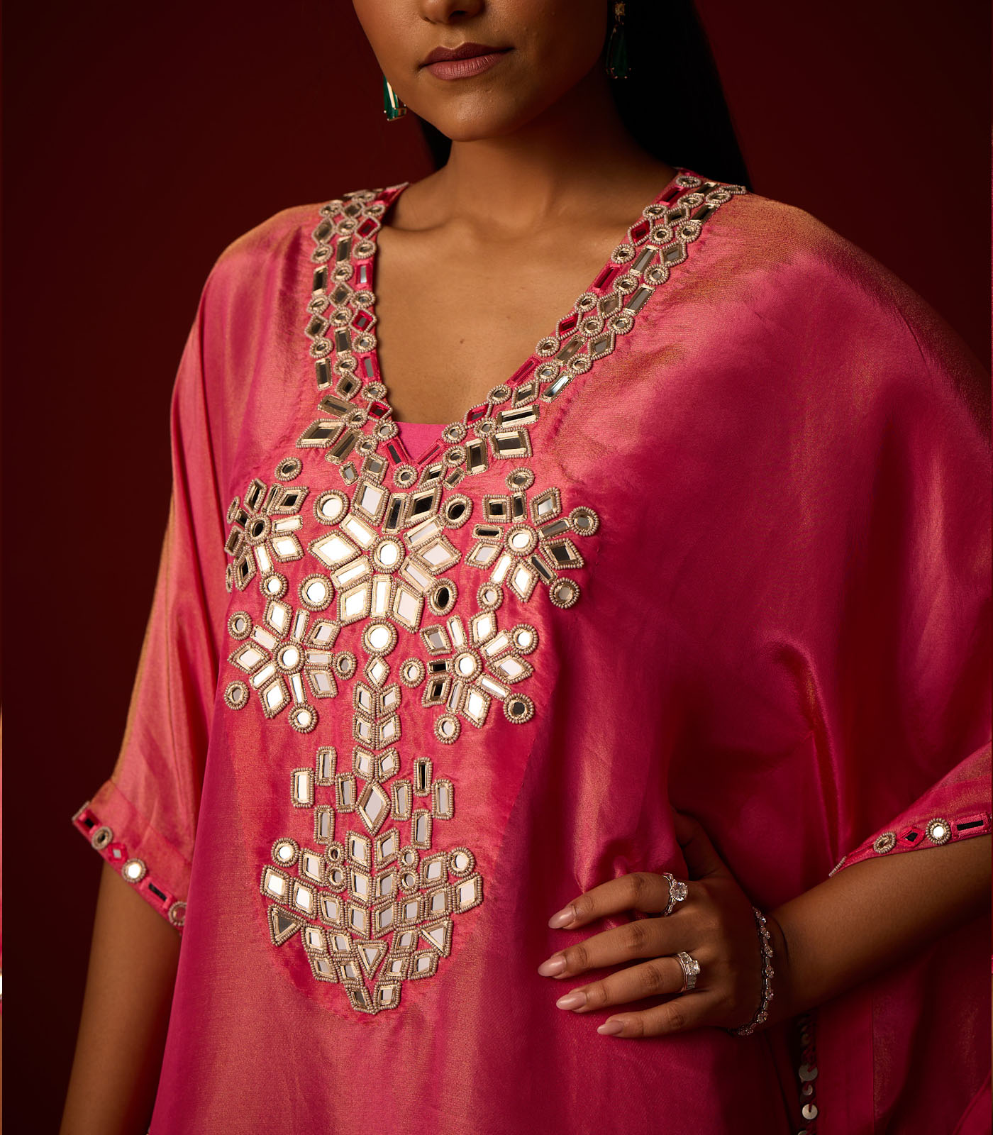 Tissue Mirror Work Kaftan - Image 4