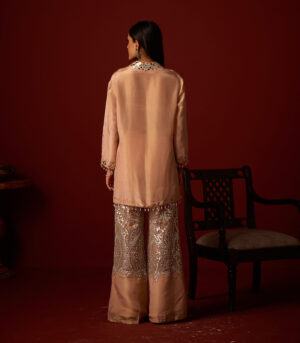 Tissue Mirror Work Hi Neck Tunic