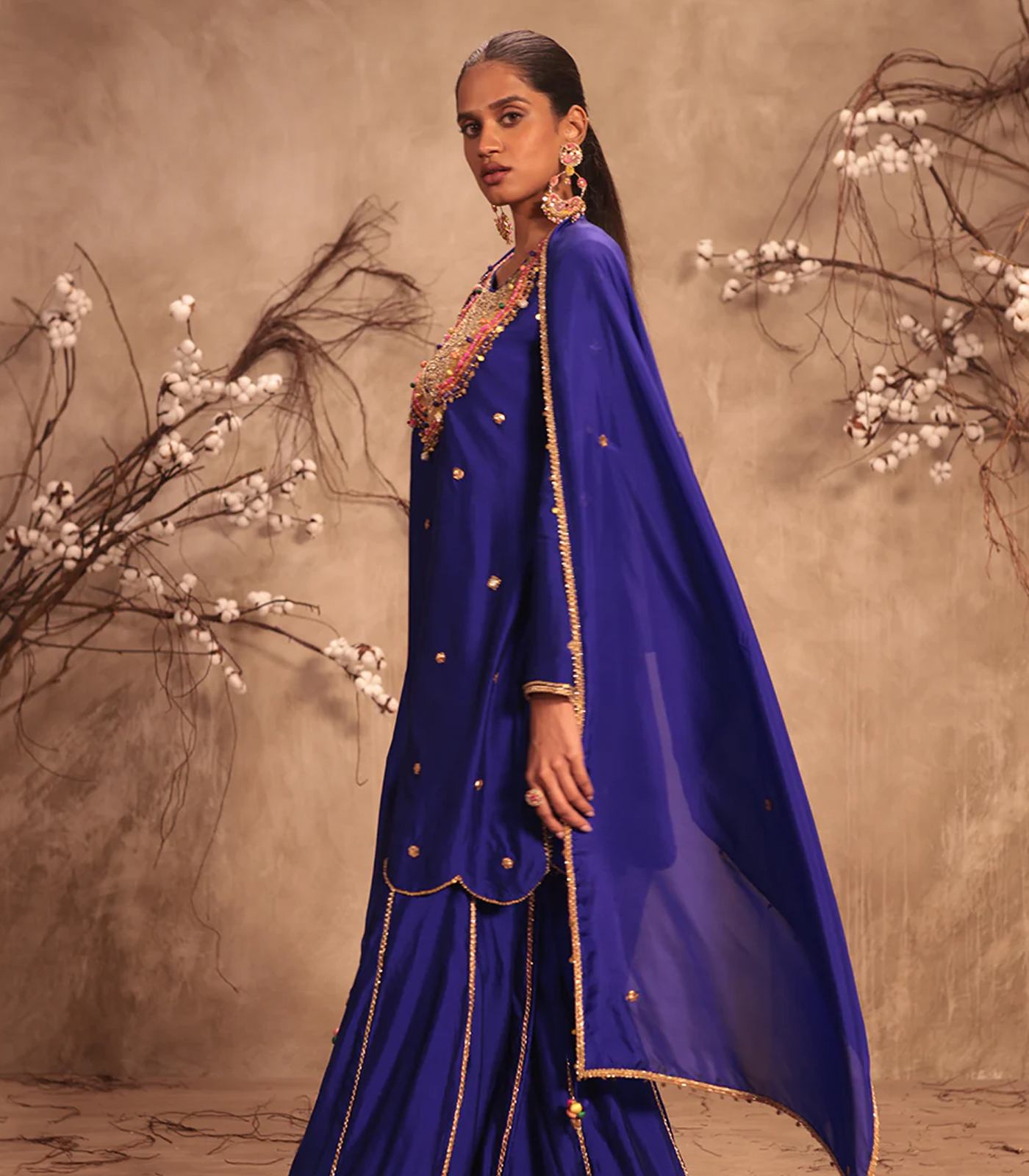 Nazakat Indigo Lotus Yoke Sharara Set - Image 2