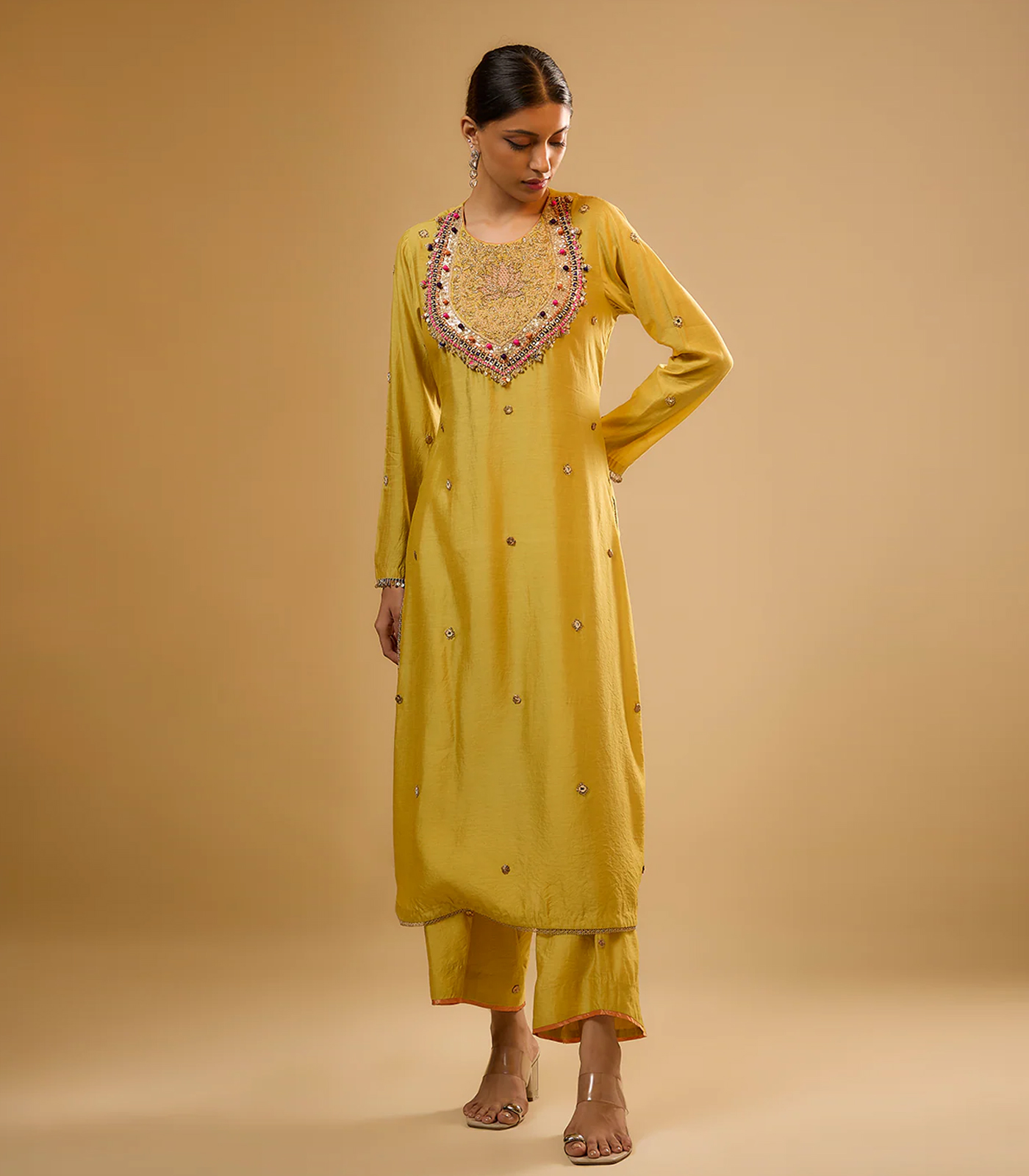 Nazakat Yellow Lotus Yoke Kurta Set