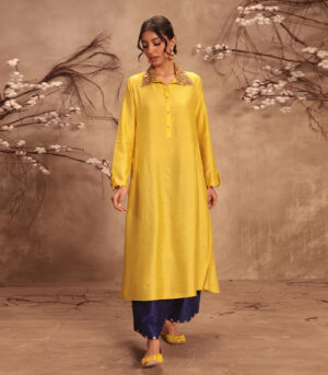 Nazakat Yellow Collar Kurta Set