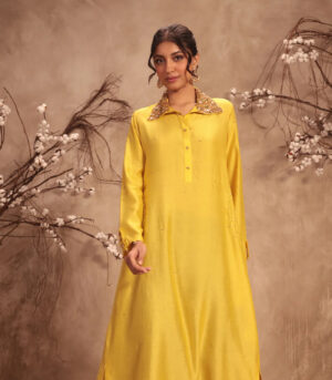 Nazakat Yellow Collar Kurta Set