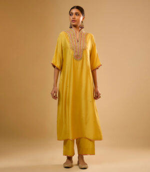 Nazakat Yellow Dori Yoke Kurta Set