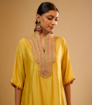 Nazakat Yellow Dori Yoke Kurta Set