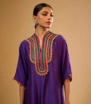 Nazakat Purple Dori Yoke Kurta Set
