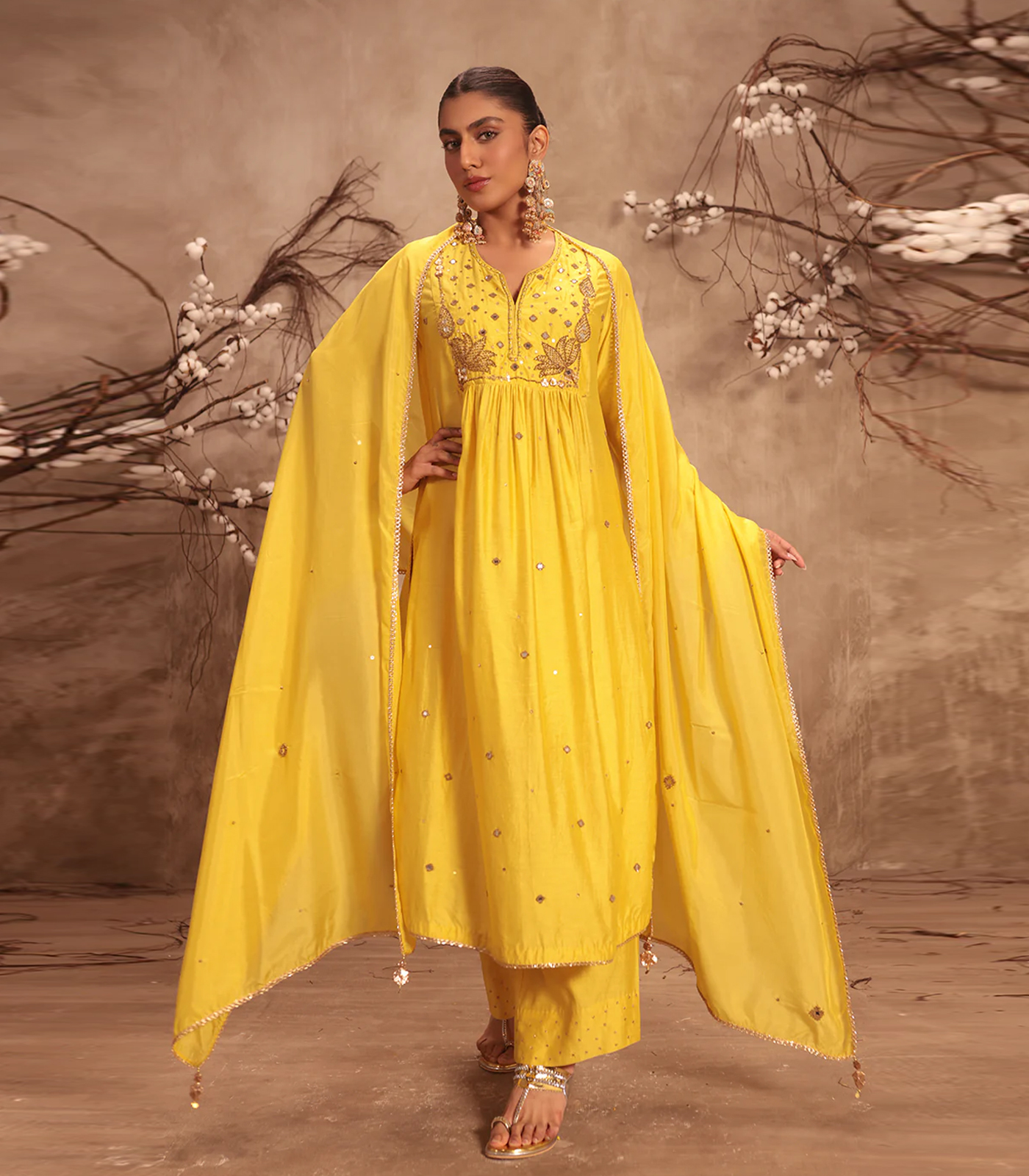 Nazakat Yellow Frockstyle Kurta Set