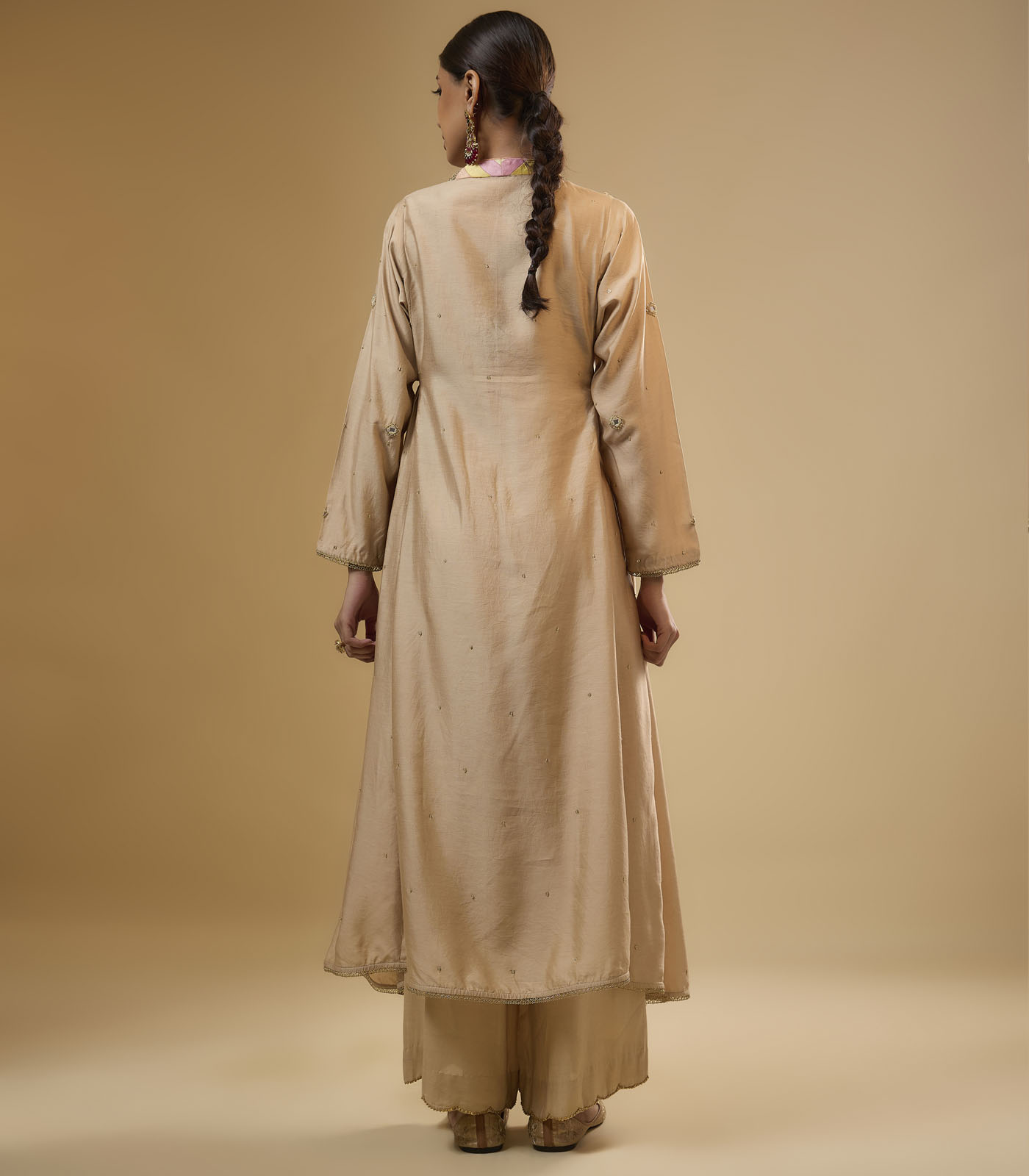 Nazakat Ivory Stripe Yoke Kurta Set - Image 4