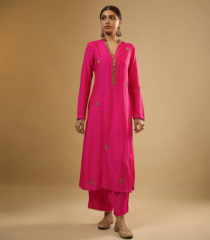 Nazakat Hot Pink Applique Kurta Set