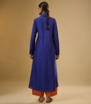 Nazakat Indigo Collar Kurta Set