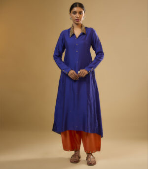 Nazakat Indigo Collar Kurta Set