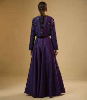 Nazakat Purple Mirror Butti Jacket Style Lehenga Set