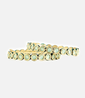 Elegant Gold-Tone Green Stone Bangles