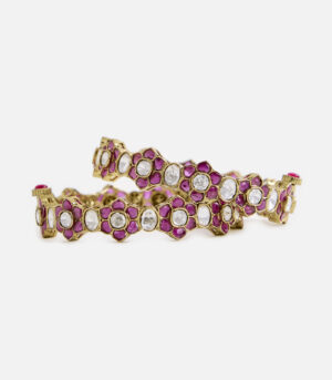 Ruby Kundan Floral Bangles