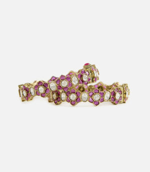 Ruby Kundan Floral Bangles