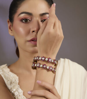 Ruby Kundan Floral Bangles