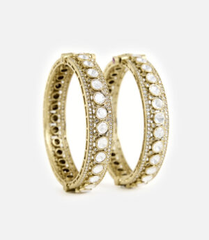 Elegant Gold-Plated Moissanite Kundan Polki Bangles