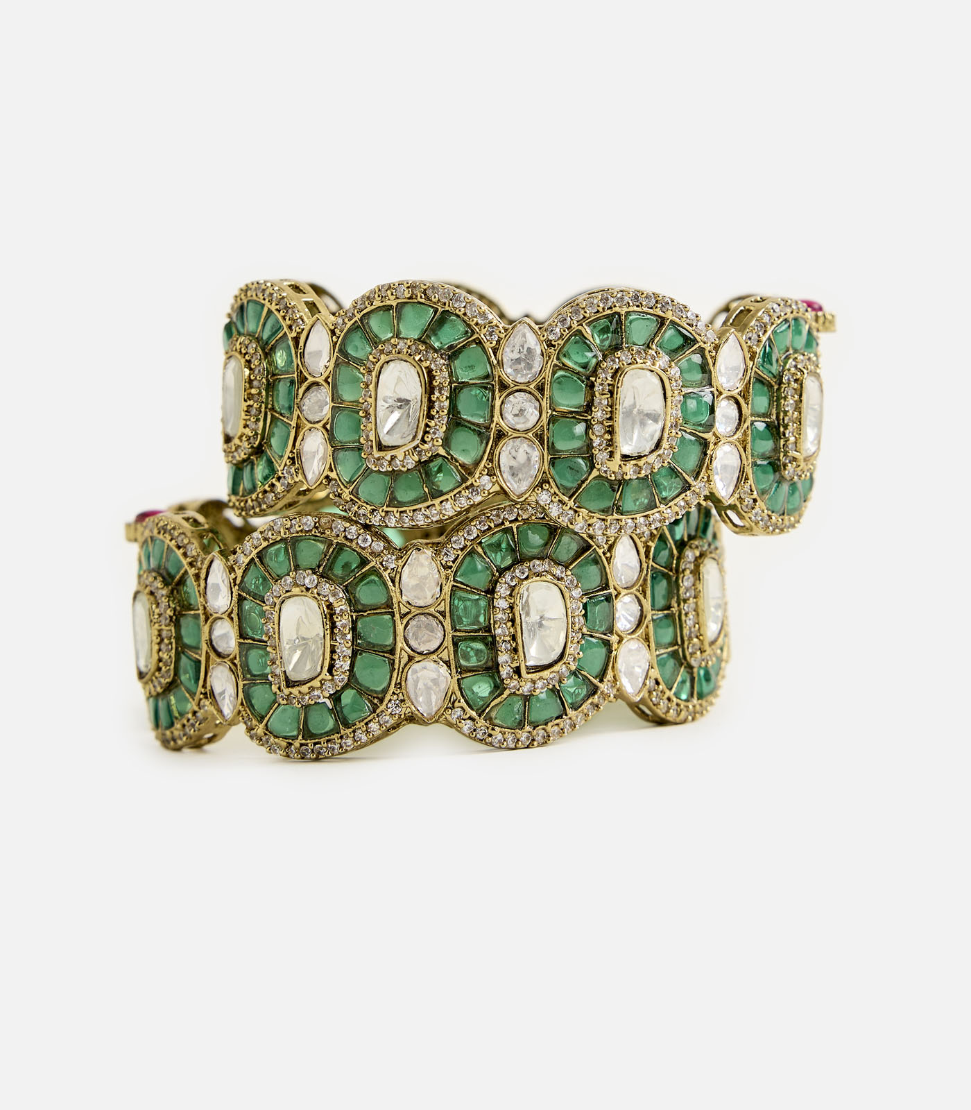 Green Stone Studded Designer Bangles - Image 4