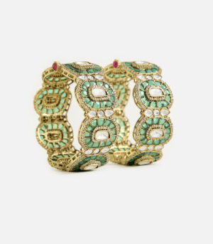 Green Stone Studded Designer Bangles