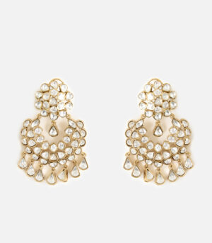 Gold-Plated Pearl & Stone Chandelier Earrings