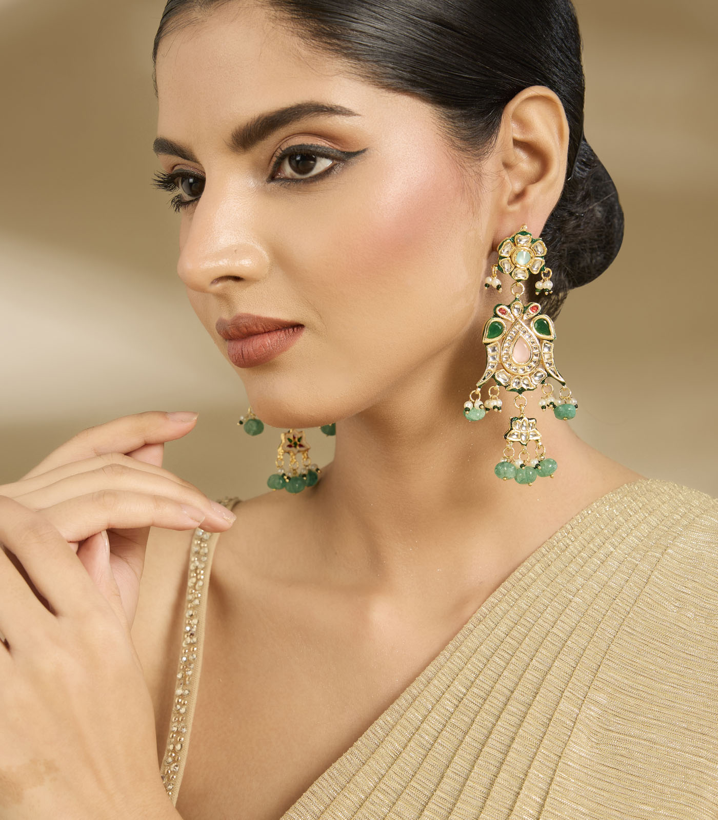 Emerald Drop Statement Earrings